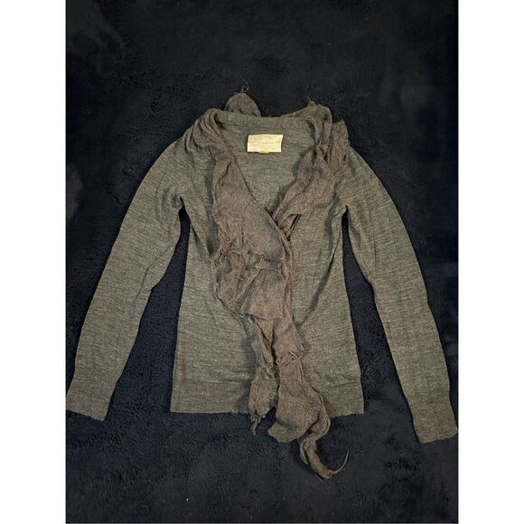 Leifsdottir Anthropologie Ruffle Longsleeve Button Down Sweater Sz Small B8 - Picture 1 of 8